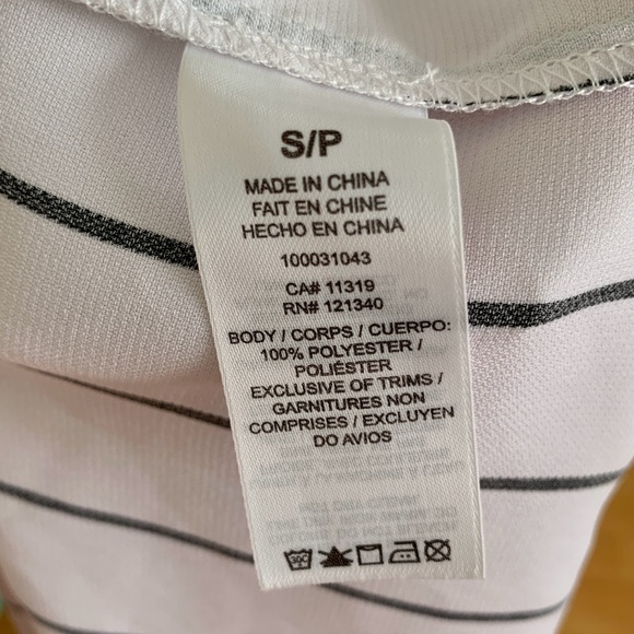 DYNAMITE Black and White Striped Off The Shoulder Blouse - Picture 5 of 6